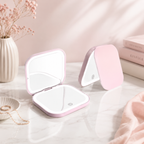 Clarity Reflections Prism™ Pocket Mirror with Lights, Portable Folding Handheld Small Pocket LED Travel Makeup Mirror