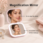 Clarity Reflections Prism™ Pocket Mirror with Lights, Portable Folding Handheld Small Pocket LED Travel Makeup Mirror