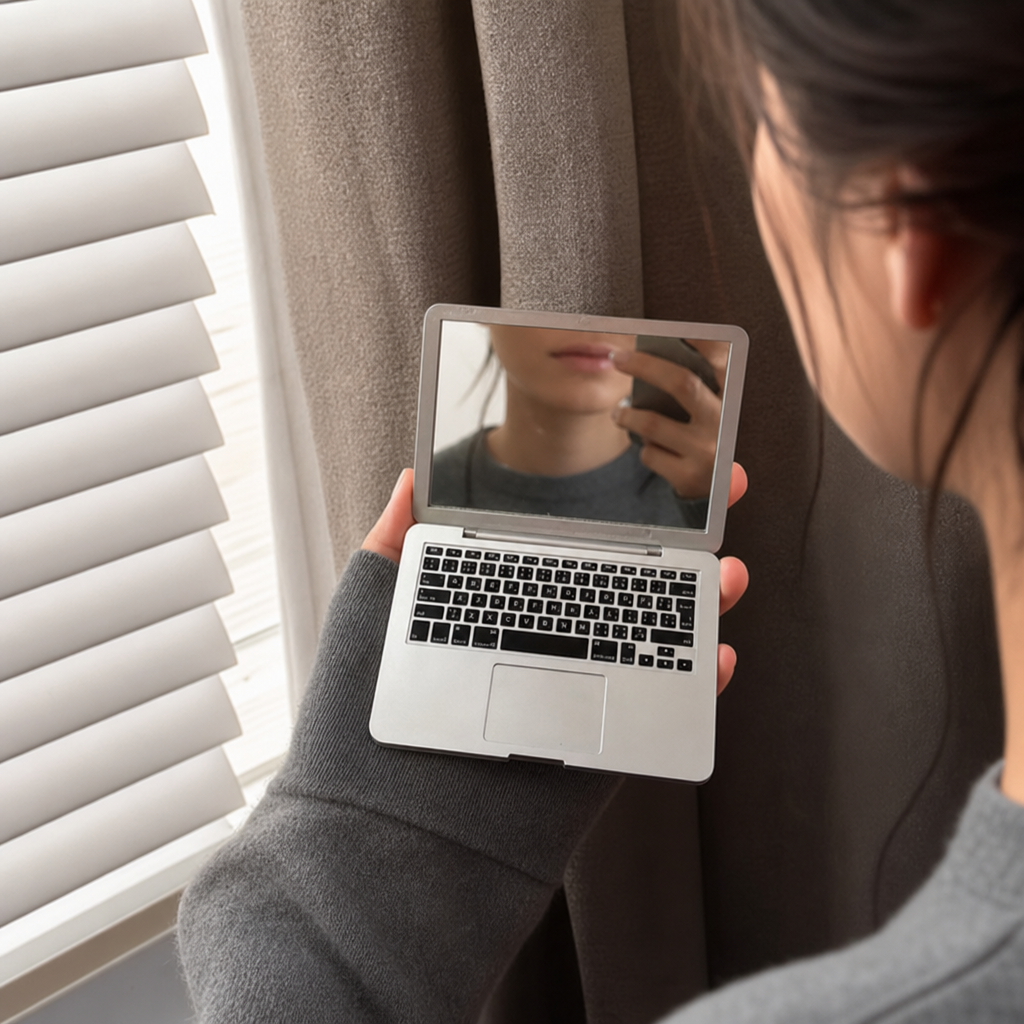 Clarity Reflections Prism™ Mini Laptop‑Style Portable Makeup Mirror