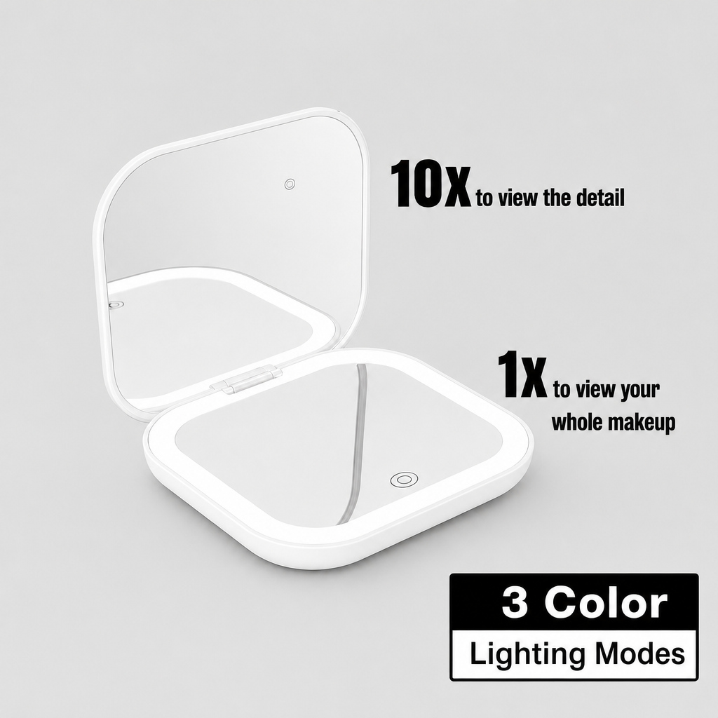 Clarity Reflections Prism™ Compact/Travel/Portable Pocket LED Mirror