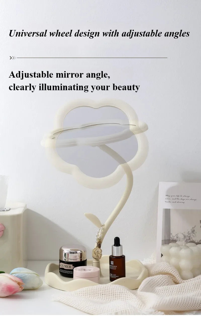 Clarity Reflections Prism™ Sunflower Desktop Makeup Mirror for Students Flower Beauty Dressing Table Mirror with Hanging Jewelry Organizer