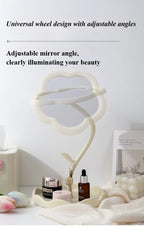 Clarity Reflections Prism™ Sunflower Desktop Makeup Mirror for Students Flower Beauty Dressing Table Mirror with Hanging Jewelry Organizer