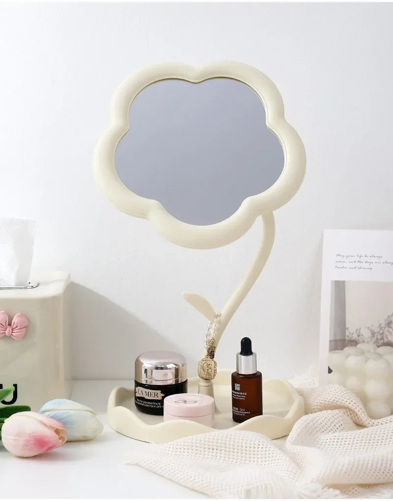 Clarity Reflections Prism™ Sunflower Desktop Makeup Mirror for Students Flower Beauty Dressing Table Mirror with Hanging Jewelry Organizer