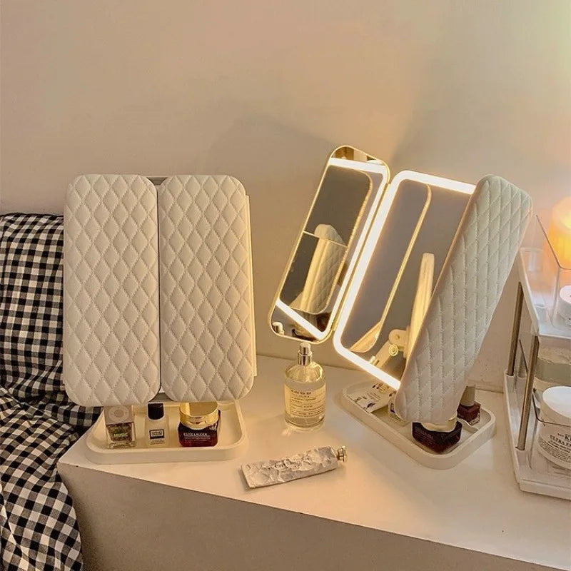 Clarity Reflections Prism™ Trifold Makeup Mirror With LED Lights, Complementary Makeup Mirror