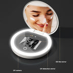 Clarity Reflections Prism™ UV Mirror Sunscreen Testing Camera with Light 2X Magnification Travel Makeup Mirror