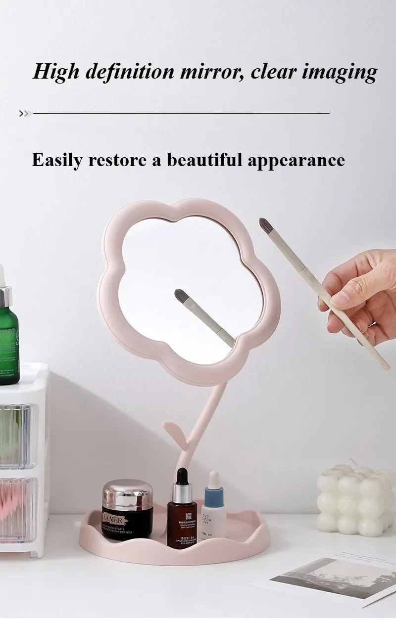 Clarity Reflections Prism™ Sunflower Desktop Makeup Mirror for Students Flower Beauty Dressing Table Mirror with Hanging Jewelry Organizer