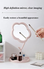 Clarity Reflections Prism™ Sunflower Desktop Makeup Mirror for Students Flower Beauty Dressing Table Mirror with Hanging Jewelry Organizer