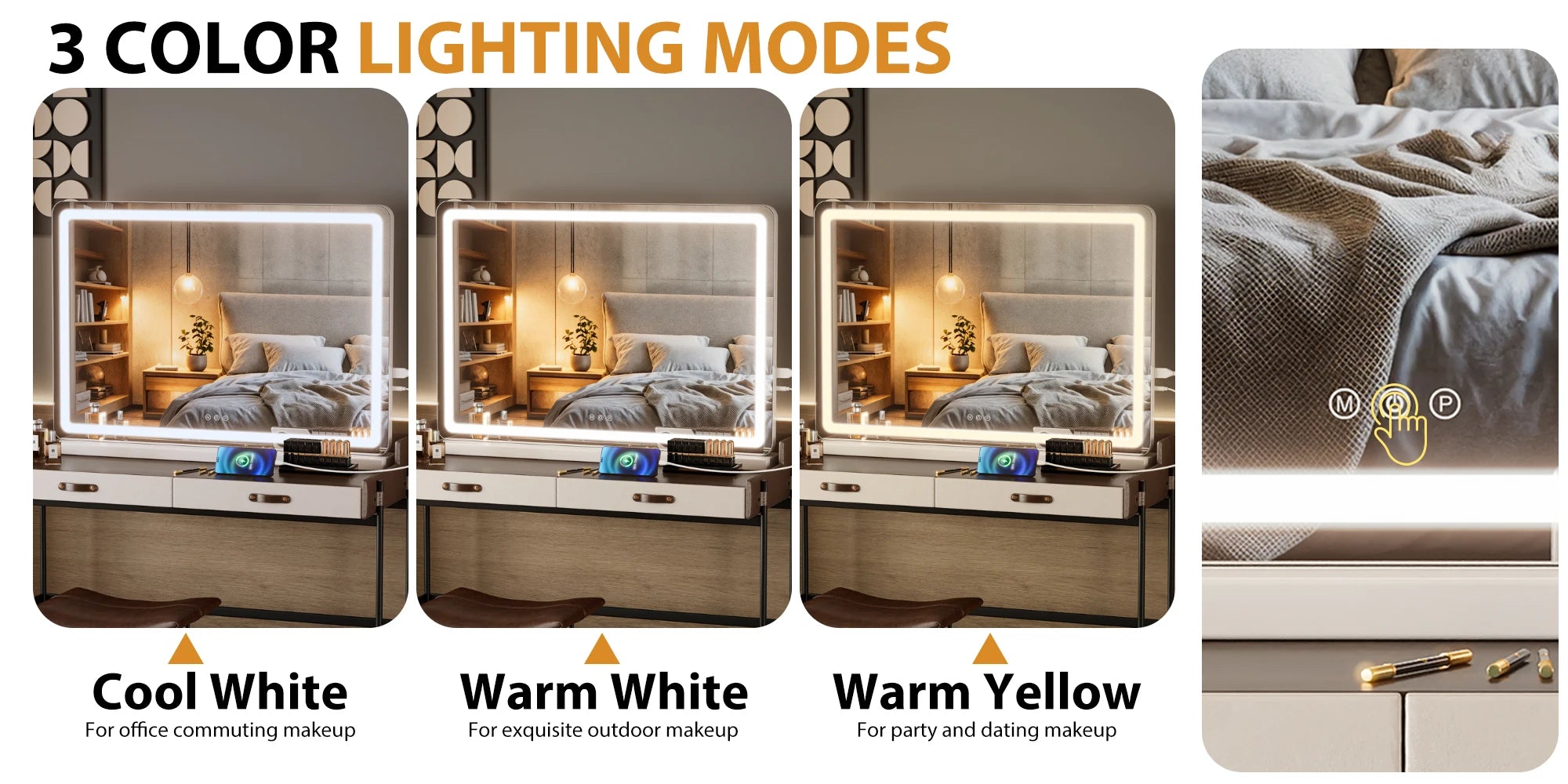 Clarity Reflections Prism™ LED Vanity Mirror — 3‑Mode Smart Lighting
