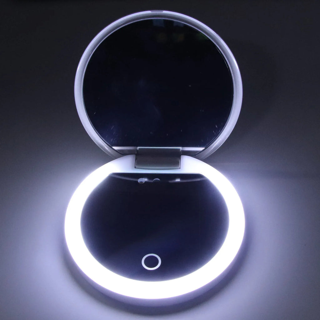 Clarity Reflections Prism™ UV Mirror Sunscreen Testing Camera with Light 2X Magnification Travel Makeup Mirror