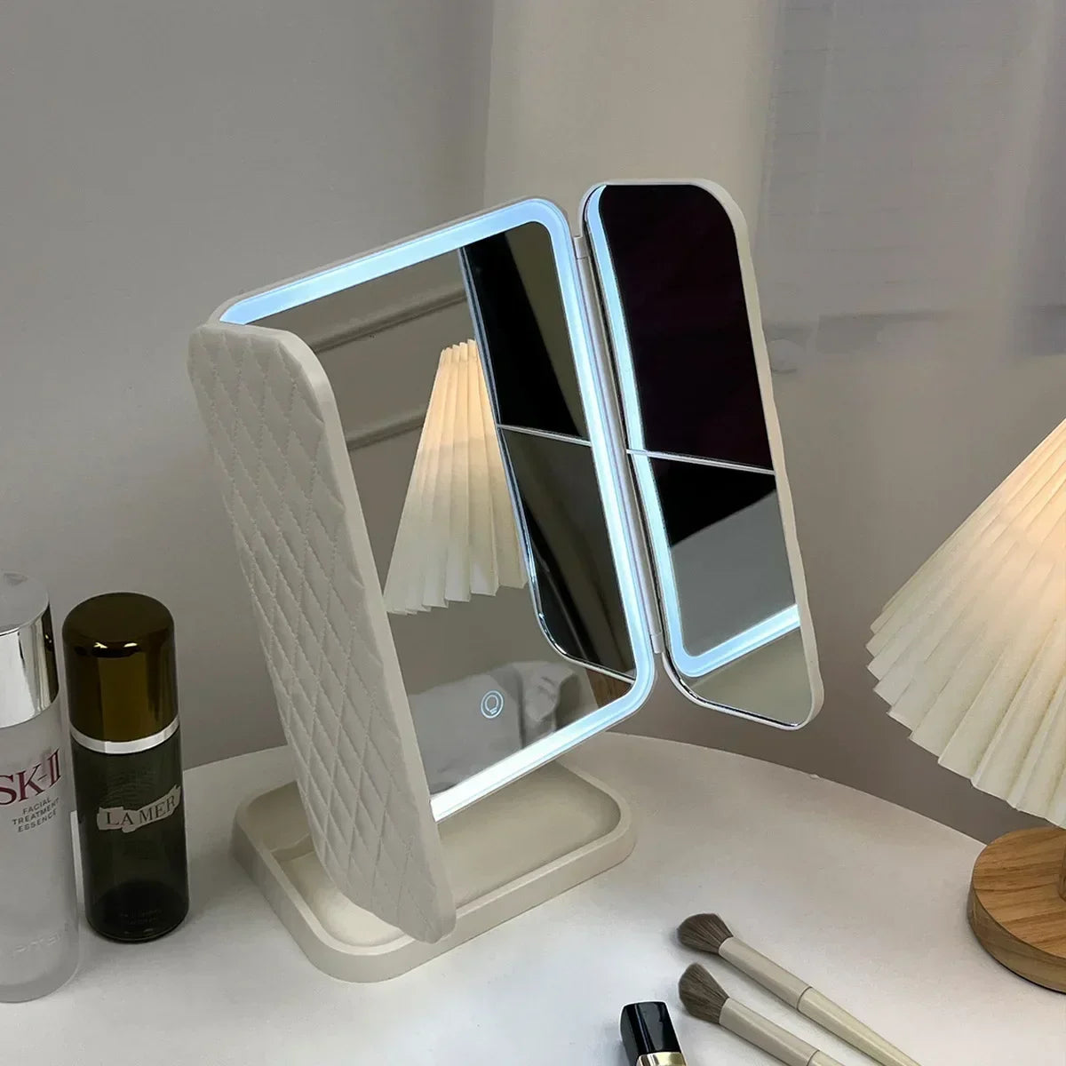 Clarity Reflections Prism™ Trifold Makeup Mirror With LED Lights, Complementary Makeup Mirror