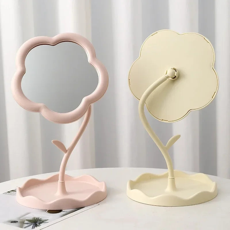 Clarity Reflections Prism™ Sunflower Desktop Makeup Mirror for Students Flower Beauty Dressing Table Mirror with Hanging Jewelry Organizer