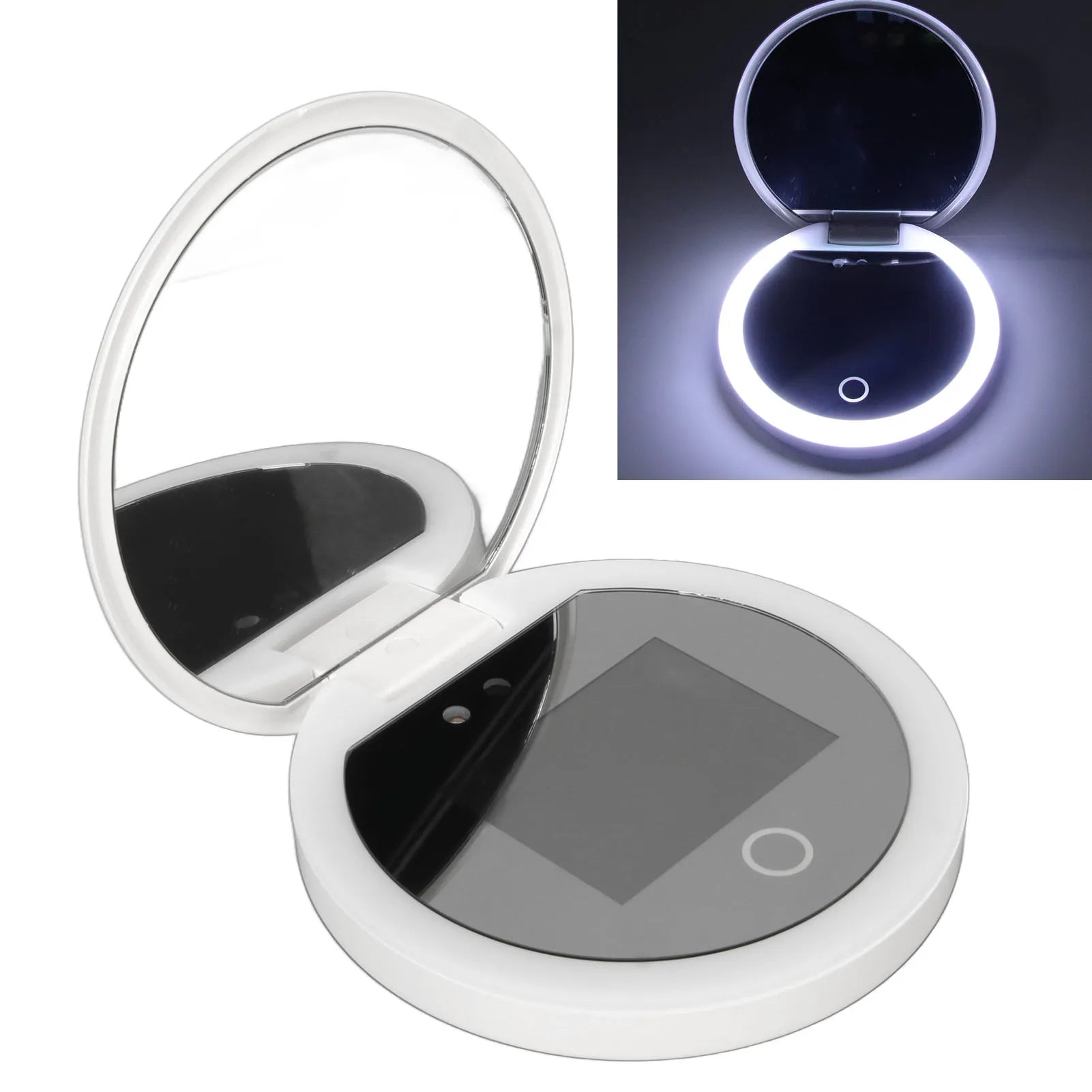 Clarity Reflections Prism™ UV Mirror Sunscreen Testing Camera with Light 2X Magnification Travel Makeup Mirror