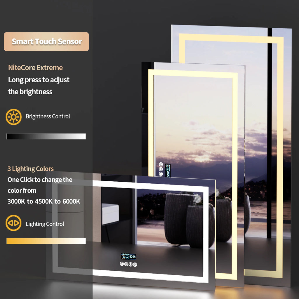 Clarity Reflections Prism™ ClarityBeam Digital LED Bathroom Mirror
