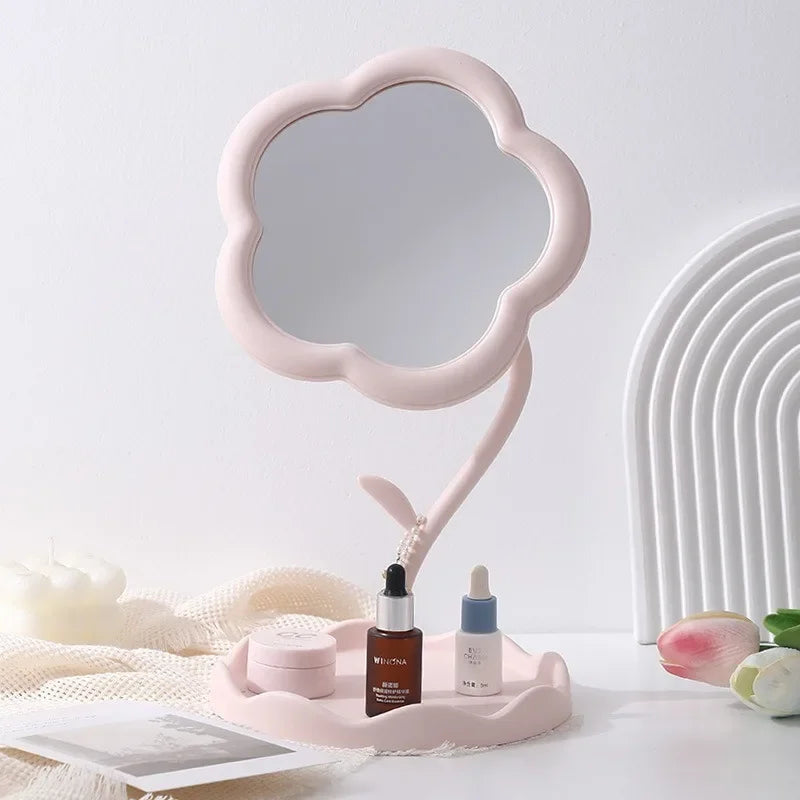 Clarity Reflections Prism™ Sunflower Desktop Makeup Mirror for Students Flower Beauty Dressing Table Mirror with Hanging Jewelry Organizer
