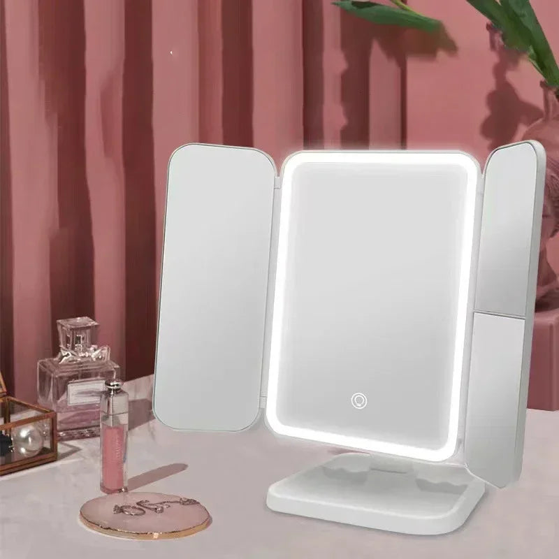 Clarity Reflections Prism™ Trifold Makeup Mirror With LED Lights, Complementary Makeup Mirror