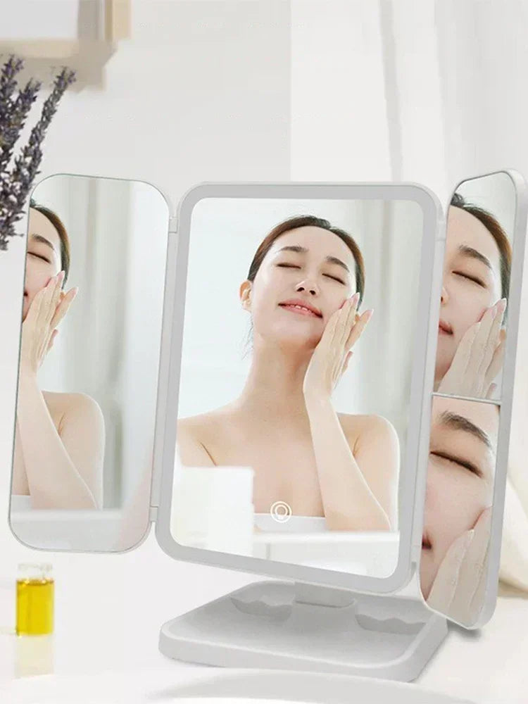 Clarity Reflections Prism™ Trifold Makeup Mirror With LED Lights, Complementary Makeup Mirror