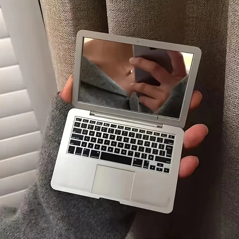 Clarity Reflections Prism™ Mini Laptop‑Style Portable Makeup Mirror — Foldable, Travel‑Ready.