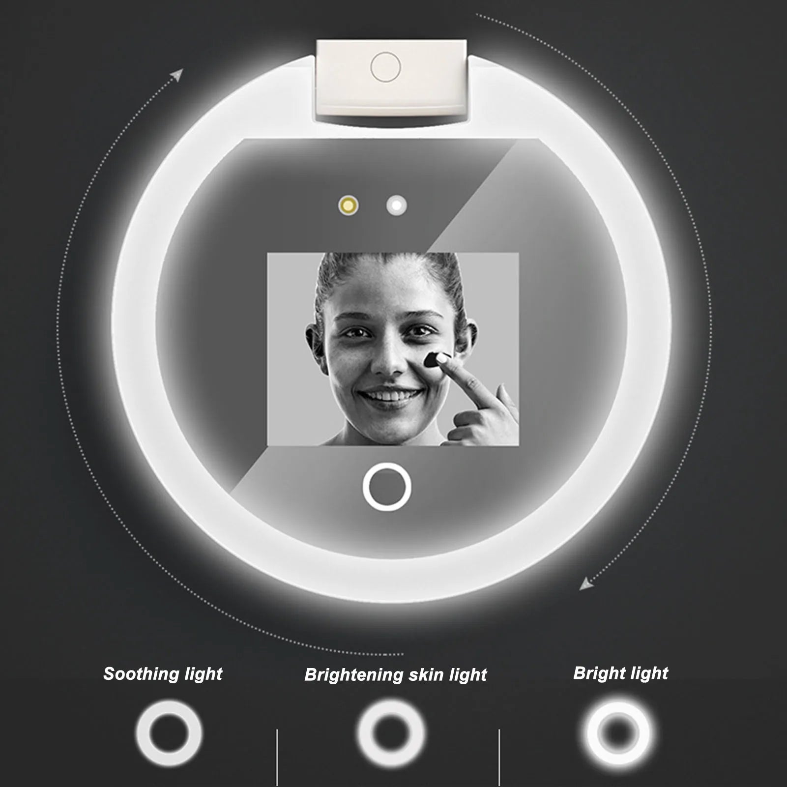 Clarity Reflections Prism™ UV Mirror Sunscreen Testing Camera with Light 2X Magnification Travel Makeup Mirror
