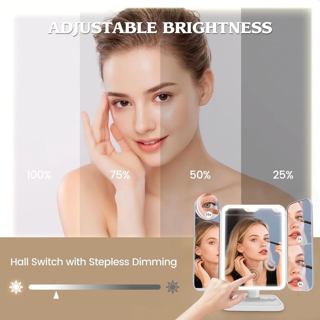 Clarity Reflections Prism™ Trifold Makeup Mirror LED Lights