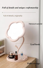 Clarity Reflections Prism™ Sunflower Desktop Makeup Mirror for Students Flower Beauty Dressing Table Mirror with Hanging Jewelry Organizer