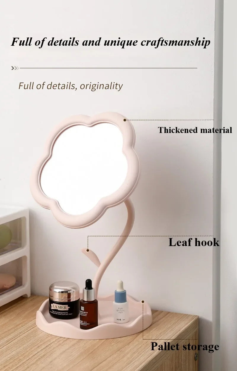 Clarity Reflections Prism™ Sunflower Desktop Makeup Mirror for Students Flower Beauty Dressing Table Mirror with Hanging Jewelry Organizer