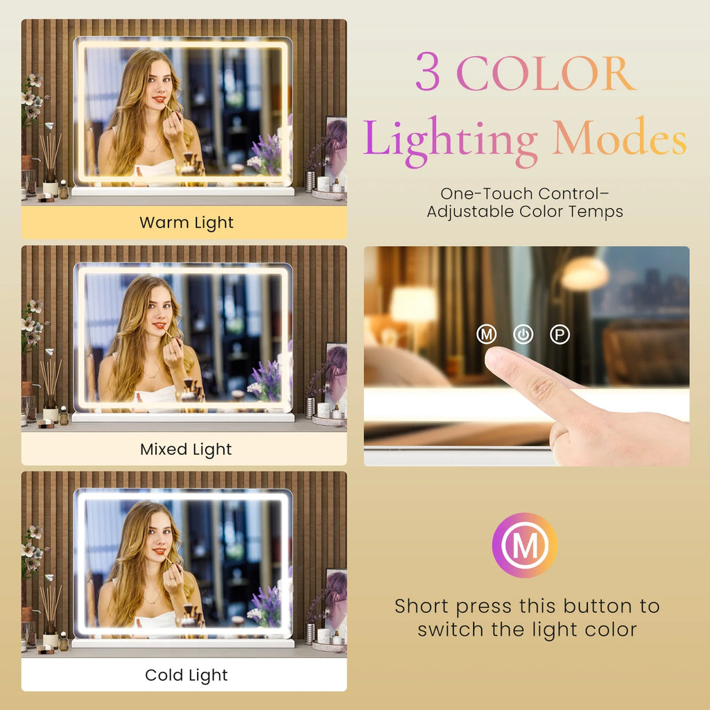 Clarity Reflections Prism™ LED Vanity Mirror — 3‑Mode Smart Lighting