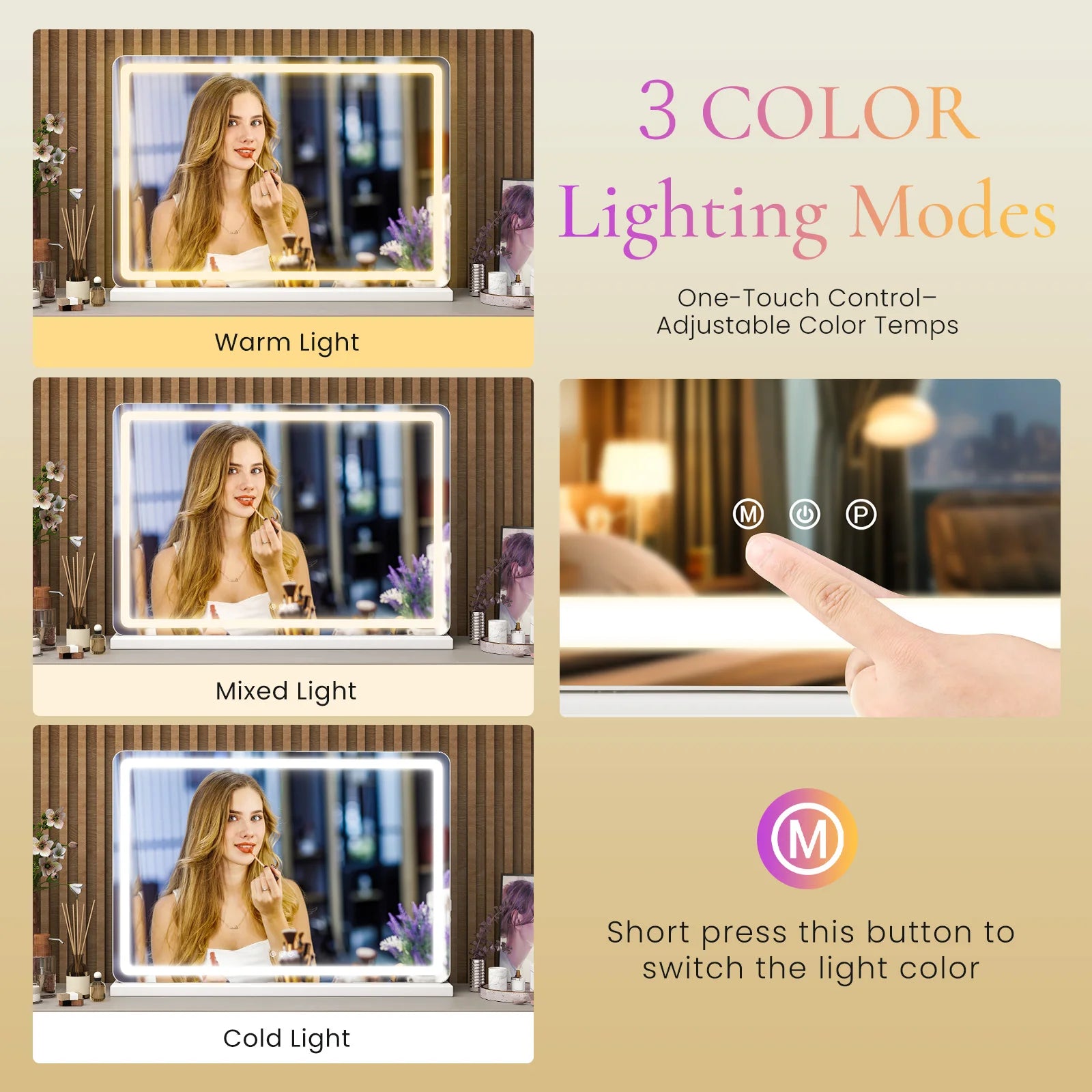 Clarity Reflections Prism™ LED Vanity Mirror — 3‑Mode Smart Lighting
