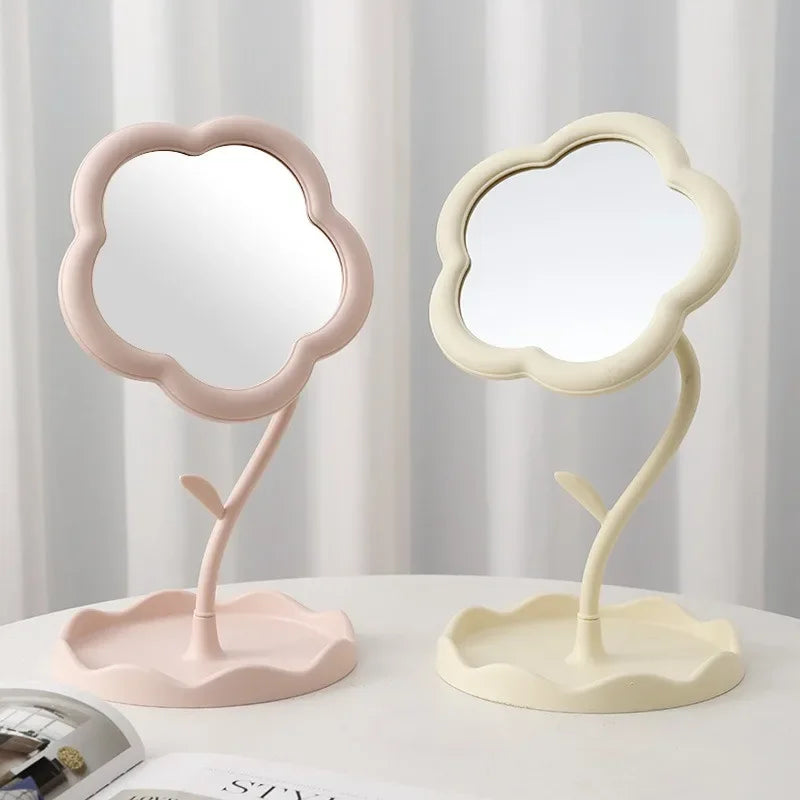 Clarity Reflections Prism™ Sunflower Desktop Makeup Mirror for Students Flower Beauty Dressing Table Mirror with Hanging Jewelry Organizer