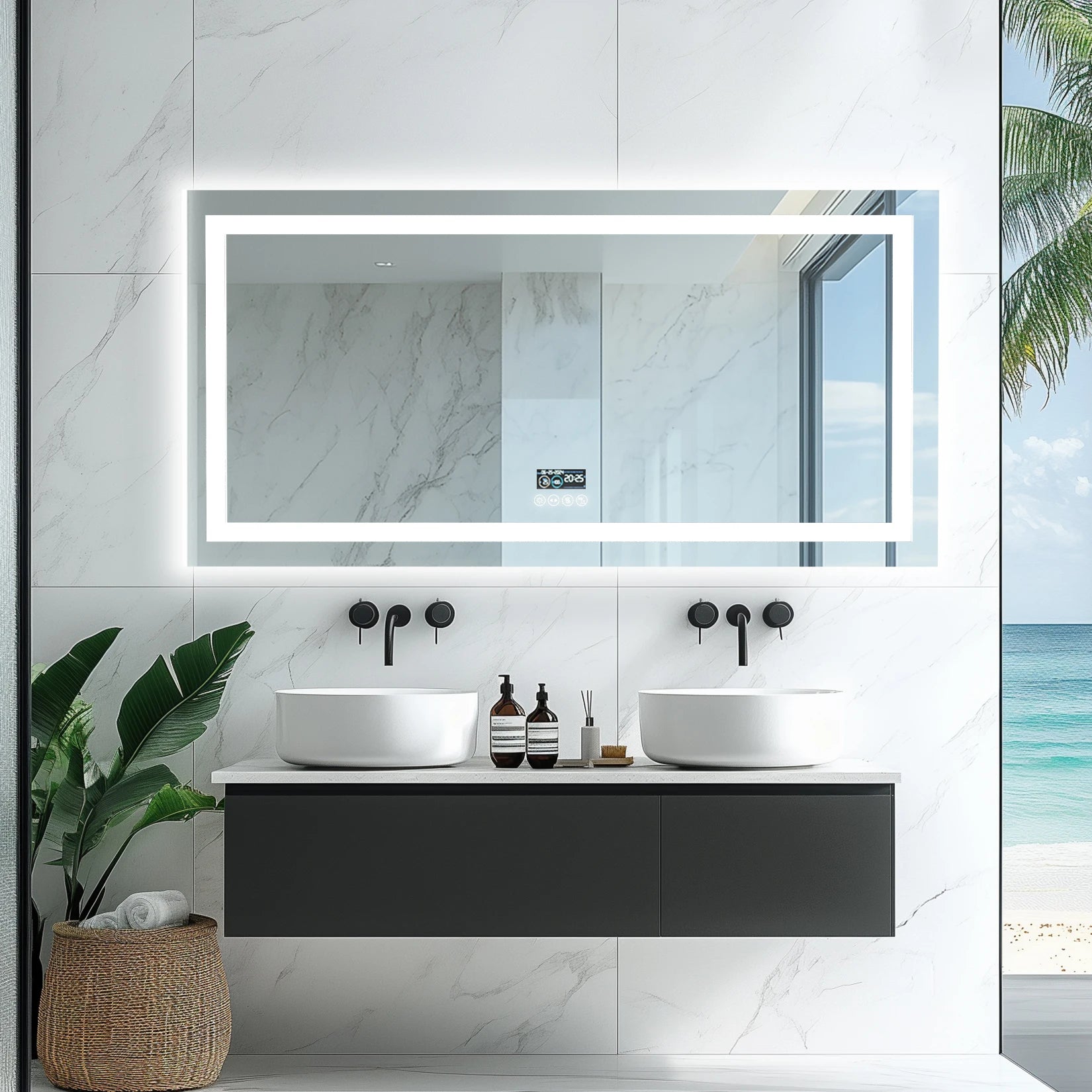 Clarity Reflections Prism™ ClarityBeam Digital LED Bathroom Mirror