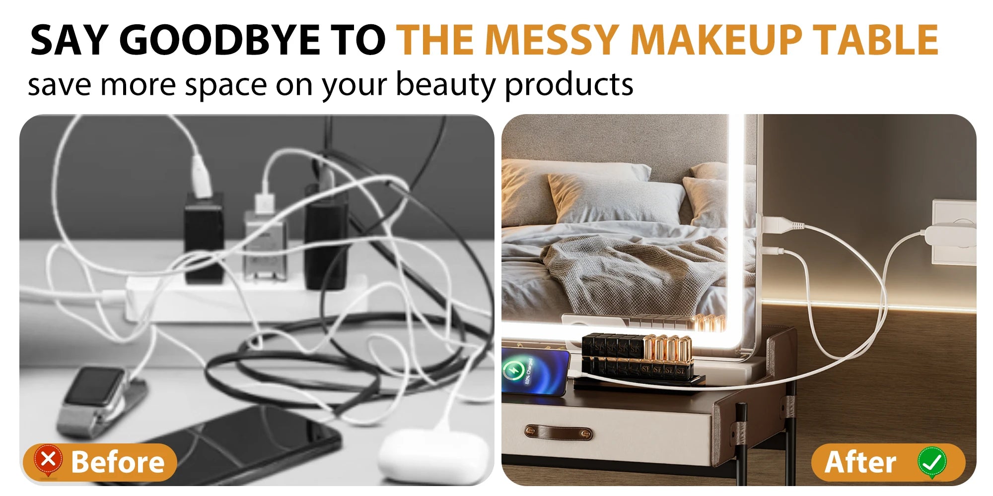 Clarity Reflections Prism™ LED Vanity Mirror — 3‑Mode Smart Lighting