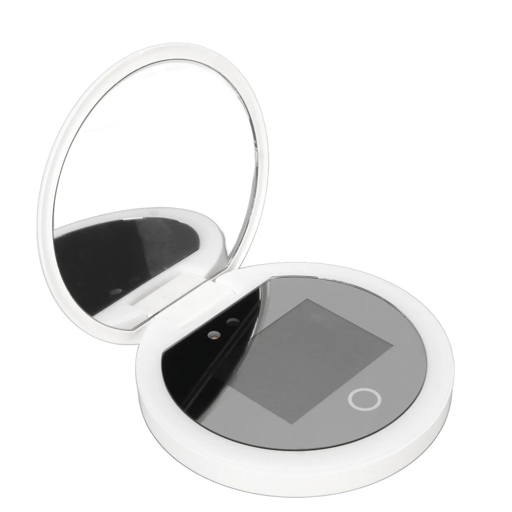 Clarity Reflections Prism™ UV Mirror Sunscreen Testing Camera with Light 2X Magnification Travel Makeup Mirror