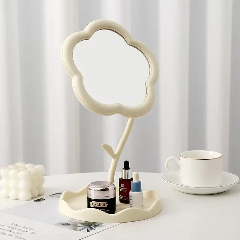 Clarity Reflections Prism™ Sunflower Desktop Makeup Mirror for Students Flower Beauty Dressing Table Mirror with Hanging Jewelry Organizer