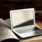 Clarity Reflections Prism™ Mini Laptop‑Style Portable Makeup Mirror — Foldable, Travel‑Ready.