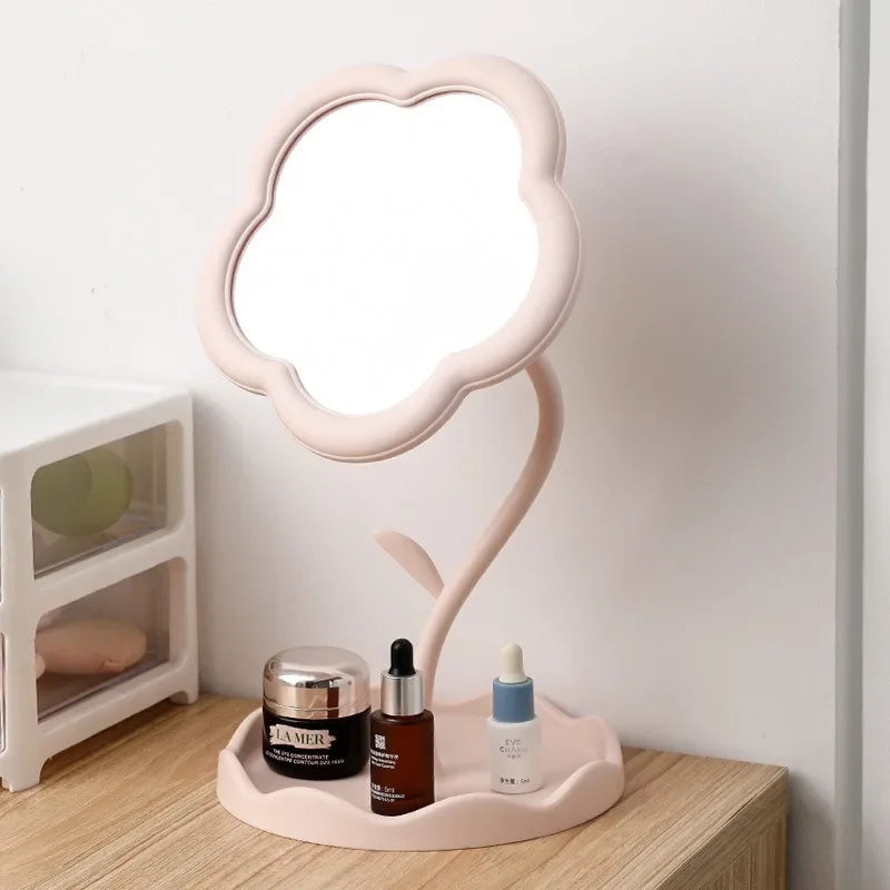 Clarity Reflections Prism™ Sunflower Desktop Makeup Mirror for Students Flower Beauty Dressing Table Mirror with Hanging Jewelry Organizer